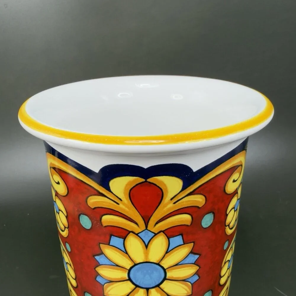 Ceramic Nova Deruta Made In Italy Redware Pottery Utensil Holder Crock Vase VTG - Picture 4 of 13